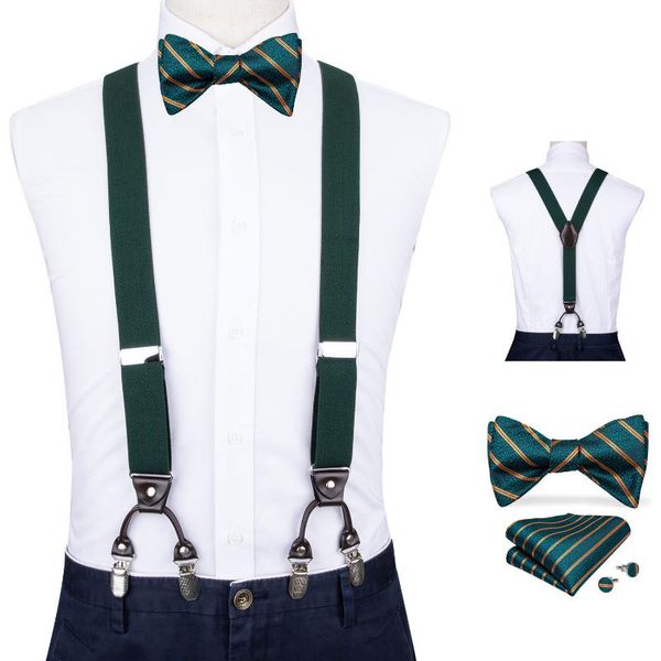men dark green elastic suspender genuine leather 6 clips brace male vintage wedding party bow tie hanky cufflinks set dibangu, Black;white
men dark green elastic suspender genuine leather 6 clips brace male vintage wedding party bow tie hanky cufflinks set dibangu, Black;white