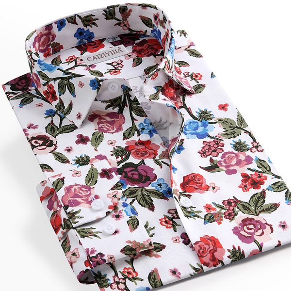 men floral printing shirt casual fashion long sleeve printed flower shirts dress slim fit, White;black
men floral printing shirt casual fashion long sleeve printed flower shirts dress slim fit, White;black