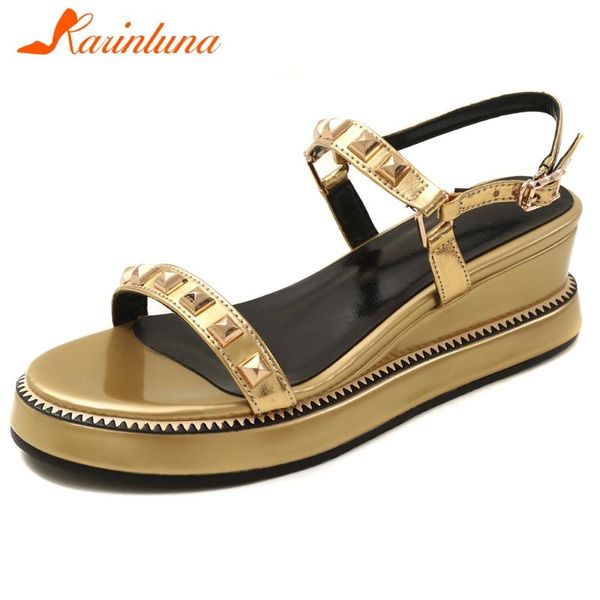 karin 2020 new design patent leather wedge heels summer shoes woman sandals buckle strap rivet fashion sandals women shoes, Black
karin 2020 new design patent leather wedge heels summer shoes woman sandals buckle strap rivet fashion sandals women shoes, Black