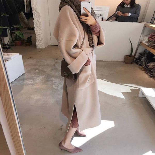 fashion solid women long cashmer coat loose office lady women's woolen jacket pockets coat and jacket, Black
fashion solid women long cashmer coat loose office lady women's woolen jacket pockets coat and jacket, Black