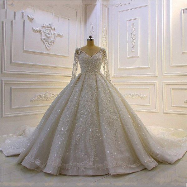 quality long sleeve pearls beaded lace big ball gown wedding dresses in dubai luxury long tail, White
quality long sleeve pearls beaded lace big ball gown wedding dresses in dubai luxury long tail, White