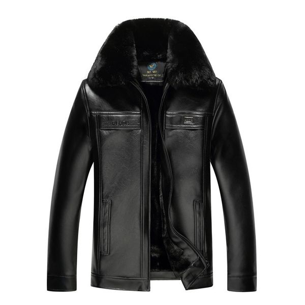 new style middle-aged leather coat fold-down collar plus velvet leather coat warm pu leather coat daddy clothes, Black
new style middle-aged leather coat fold-down collar plus velvet leather coat warm pu leather coat daddy clothes, Black