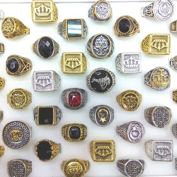50pcs/lot men's rings gold color silver color square round shape mixed designs, Golden;silver
50pcs/lot men's rings gold color silver color square round shape mixed designs, Golden;silver
