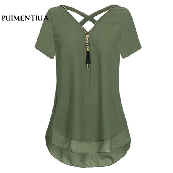 puimentiua summer short sleeve chiffon blouse shirts 2018 casual zipper v neck blusas women plus size 5xl korean clothing, White
puimentiua summer short sleeve chiffon blouse shirts 2018 casual zipper v neck blusas women plus size 5xl korean clothing, White
