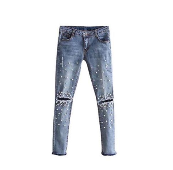 women fashion destroyed ripped pearled slim denim pants boyfriend jeans trousers ladies womens daily casual jean pant clothing, Blue
women fashion destroyed ripped pearled slim denim pants boyfriend jeans trousers ladies womens daily casual jean pant clothing, Blue