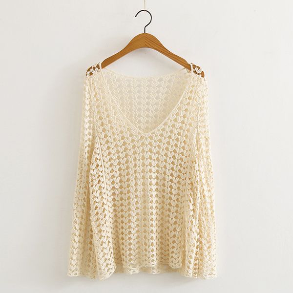 wynne gadis new hollow out knitted v-neck collar solid color loose pullovers tees for women's clothing, White
wynne gadis new hollow out knitted v-neck collar solid color loose pullovers tees for women's clothing, White
