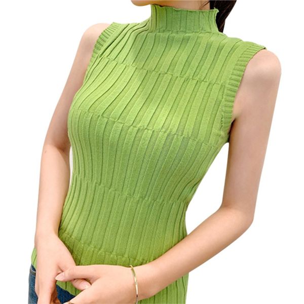 2020 summer new women's solid color sleeveless half turtleneck fashion slim knitted vest, White
2020 summer new women's solid color sleeveless half turtleneck fashion slim knitted vest, White