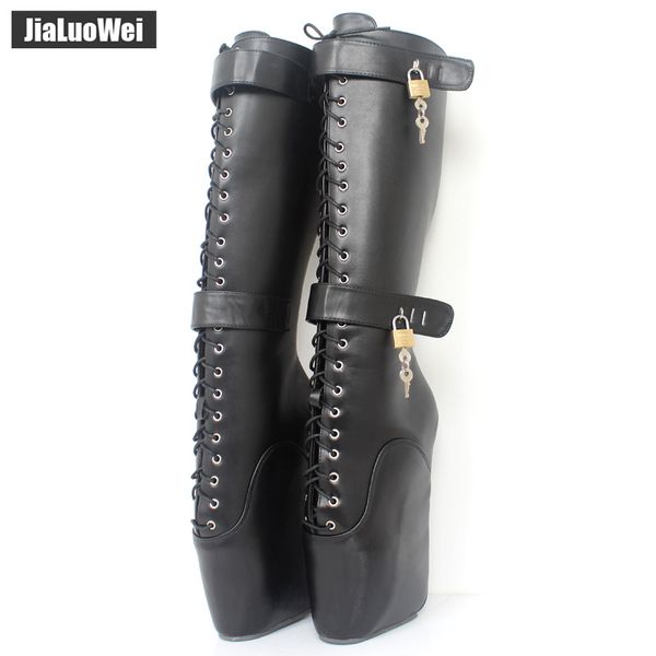 boots jialuowei 18cm extreme high heel fetish wedges lace-up buckle heelless ballet lockable knee-high, Black
boots jialuowei 18cm extreme high heel fetish wedges lace-up buckle heelless ballet lockable knee-high, Black