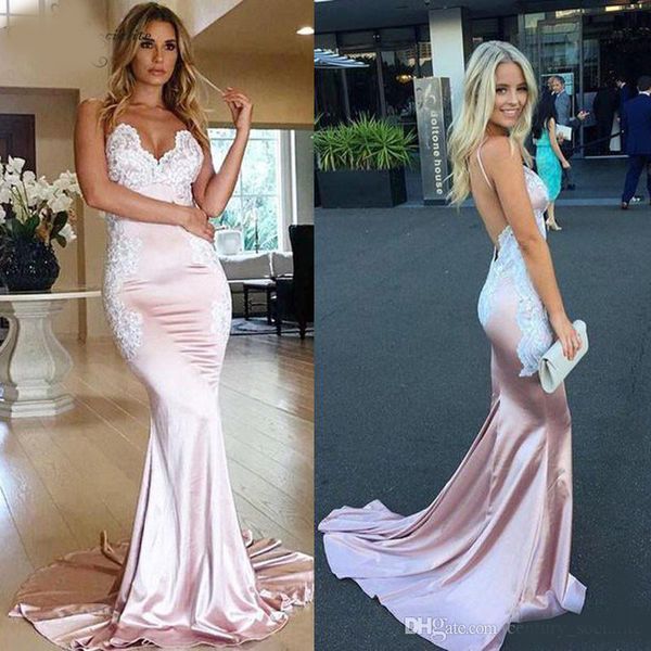 pink long mermaid evening dresses 2020 spaghetti straps lace appliques open back party dresses formal gowns robe de soiree, Black;red
pink long mermaid evening dresses 2020 spaghetti straps lace appliques open back party dresses formal gowns robe de soiree, Black;red