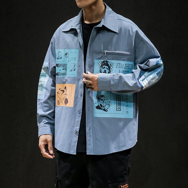 2019 summer new korean long-sleeved loose four seasons explosion models stitching lapel casual denim shirt, White;black
2019 summer new korean long-sleeved loose four seasons explosion models stitching lapel casual denim shirt, White;black