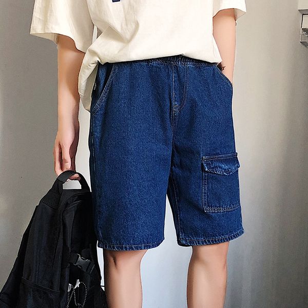 2019 summer new style fashion solid color loose straight men casual couples cowboy pocket short shorts, Blue
2019 summer new style fashion solid color loose straight men casual couples cowboy pocket short shorts, Blue