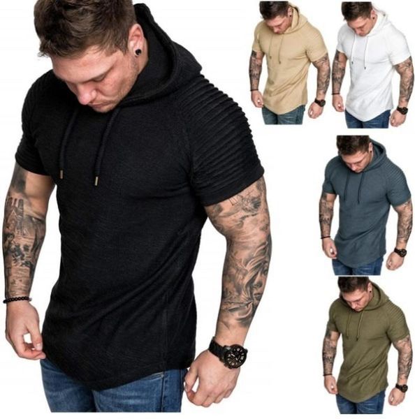 running jerseys men's t-shirt stripe pleated short sleeves solid color casual hoodie fitness short-sleeved male, Black;blue
running jerseys men's t-shirt stripe pleated short sleeves solid color casual hoodie fitness short-sleeved male, Black;blue