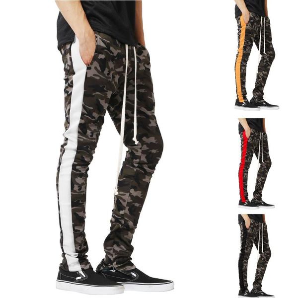 men's slim-fit sports pants camouflage printed color matchingl small foot zipper casual trousers, Black
men's slim-fit sports pants camouflage printed color matchingl small foot zipper casual trousers, Black
