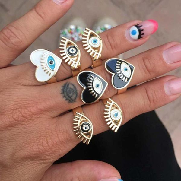 2020 april new black white drip process adjustable evil eye heart shape gold rings for women female vintage ring sets jewelry, Golden;silver
2020 april new black white drip process adjustable evil eye heart shape gold rings for women female vintage ring sets jewelry, Golden;silver