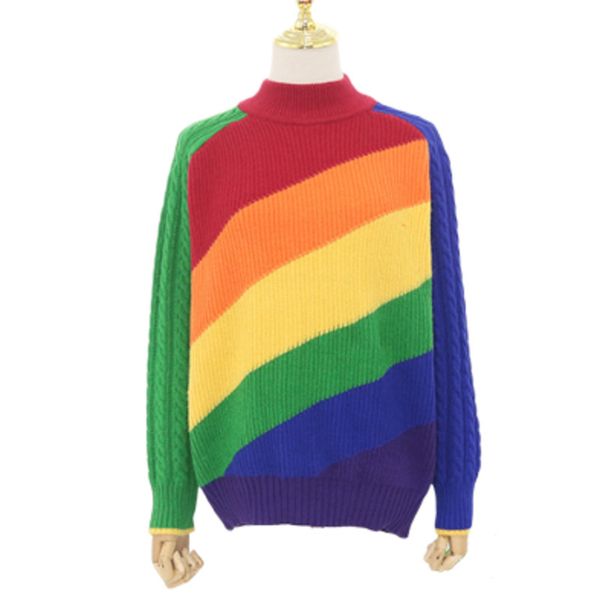 2019 autumn high rainbow temperament knitted jumper christmas sweater woman pullover sueter mujer vadim truien dames sweater, White;black
2019 autumn high rainbow temperament knitted jumper christmas sweater woman pullover sueter mujer vadim truien dames sweater, White;black