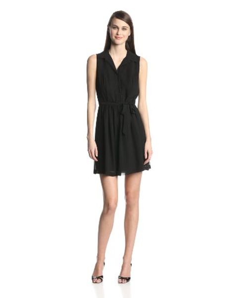 kensie women's crepe chiffon dress, Black;gray