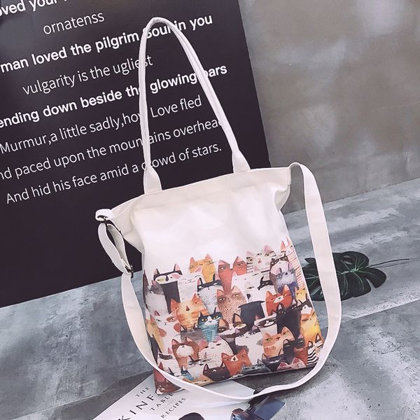 women student canvas fashion cartoon cat print shoulder tote handbag eco shopping large capacity purse pouch shopper beach bag
women student canvas fashion cartoon cat print shoulder tote handbag eco shopping large capacity purse pouch shopper beach bag