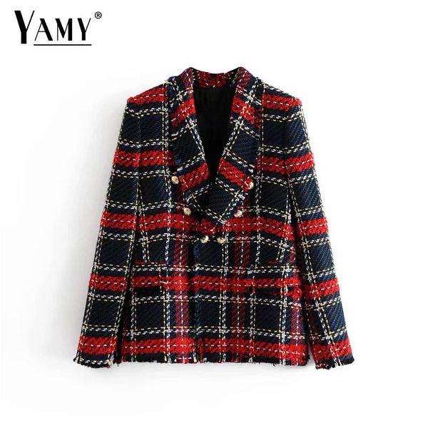 winter red plaid women blazers and jackets casual office work tweed blazer coat double breasted tassel suit jacket blazer femme, White;black
winter red plaid women blazers and jackets casual office work tweed blazer coat double breasted tassel suit jacket blazer femme, White;black