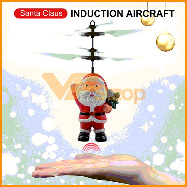 

santa claus flying aircraft helicopter toy infrared induction drone gesture sensing flying airplane toys for kids children christmas gifts