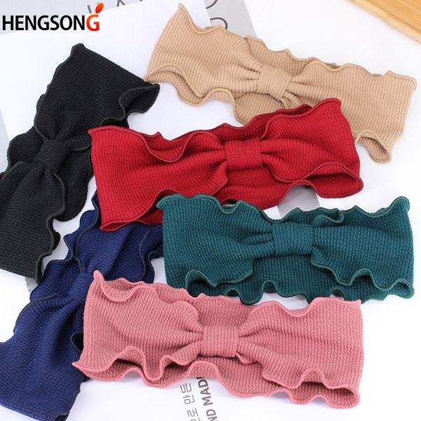 

2019 new girls sweet knotted hair band retro elastic knitted headband women female wave selvedge head wrap