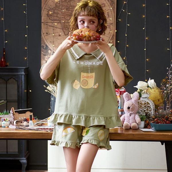 cartoon sweet cute lapel summer women's pajamas ladies cotton comfortable short-sleeved shorts home clothes suit pyjamas femme, Black;red
cartoon sweet cute lapel summer women's pajamas ladies cotton comfortable short-sleeved shorts home clothes suit pyjamas femme, Black;red