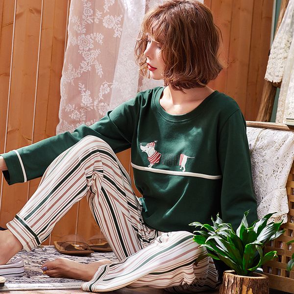 2019 new autumn pure cotton women pajamas long sleeve wide-legged pants home clothes nightgowns sleep lounge 3xl plus size, Black;red
2019 new autumn pure cotton women pajamas long sleeve wide-legged pants home clothes nightgowns sleep lounge 3xl plus size, Black;red