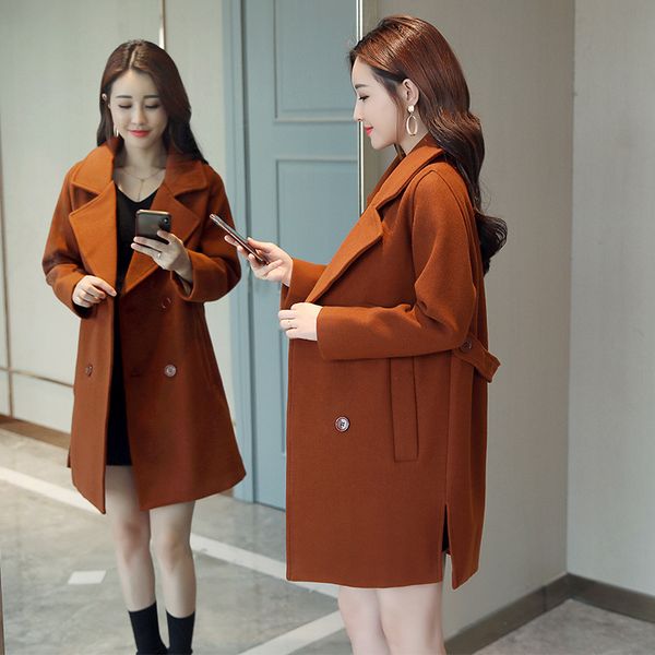 office lady long winter fashion wool coats double breasted wool blend coat and jacket turn-down collar coat femenino, Black
office lady long winter fashion wool coats double breasted wool blend coat and jacket turn-down collar coat femenino, Black