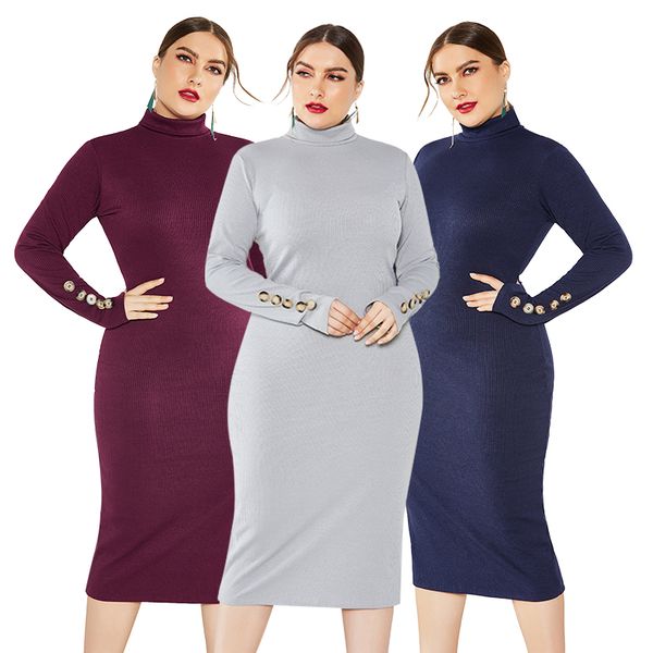 autumn new button women's dress large size women's dress stretch long-sleeved slim knitted, Black;gray
autumn new button women's dress large size women's dress stretch long-sleeved slim knitted, Black;gray