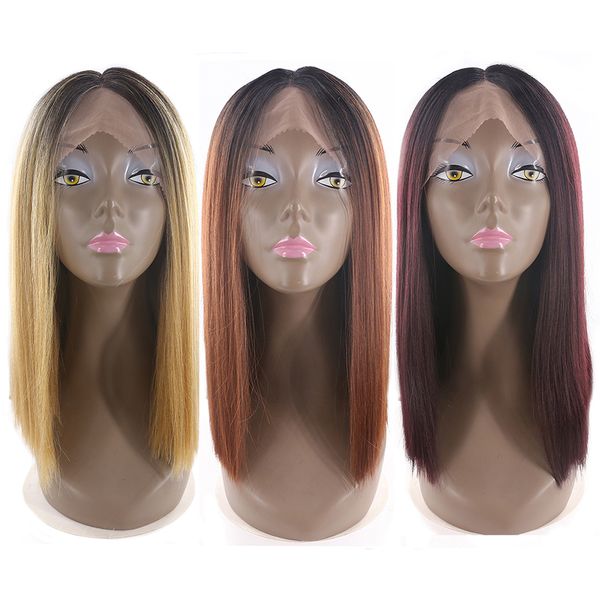 short bob lace front synthetic hair wigs zxtress yaki straight middle parting blunt wigs for women ombre black blonde red color, Black;brown
short bob lace front synthetic hair wigs zxtress yaki straight middle parting blunt wigs for women ombre black blonde red color, Black;brown