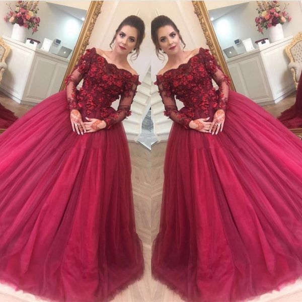 burgundy vestidos de fiesta off shoulder ball gown evening dresses long sleeves tulle with hand made flowers prom quinceanera dress, Black;red
burgundy vestidos de fiesta off shoulder ball gown evening dresses long sleeves tulle with hand made flowers prom quinceanera dress, Black;red