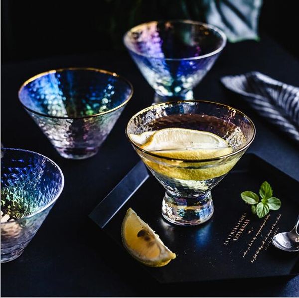 conical dessert cocktail glass ice cream bowl glaring glass with hammerhead pattern rainbow goblet, salad cup
conical dessert cocktail glass ice cream bowl glaring glass with hammerhead pattern rainbow goblet, salad cup