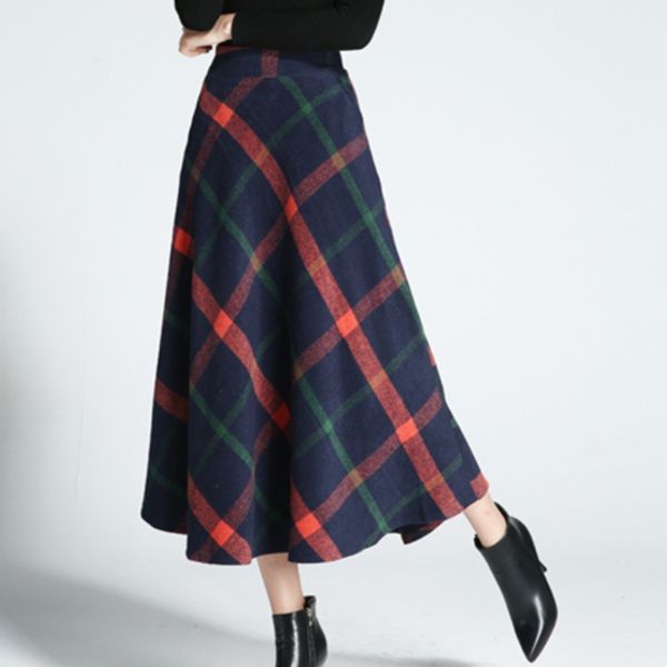 elastic high waist skirts women design elegant office lady work winter cute green red plaid skirt long aq671, Black
elastic high waist skirts women design elegant office lady work winter cute green red plaid skirt long aq671, Black