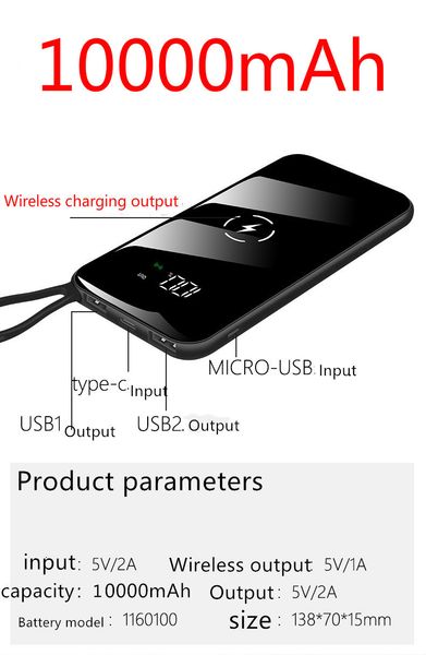 soodoo wireless charger power bank 2 usb 10000mah external battery fast wireless charging powerbank for xiaomi mi 9 iphone
soodoo wireless charger power bank 2 usb 10000mah external battery fast wireless charging powerbank for xiaomi mi 9 iphone