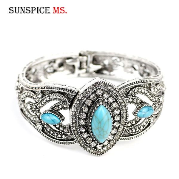 sunspicems vintage natural stone female bangle turkish ethnic wedding jewelry antique silver color, Black
sunspicems vintage natural stone female bangle turkish ethnic wedding jewelry antique silver color, Black