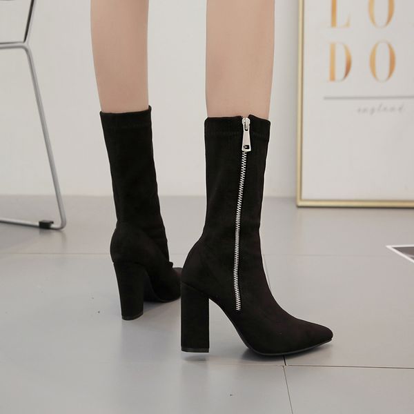 mid calf boots woman flock high heels shoes casual pointed toe zip boot winter ladies half booties black zapatos de mujer
mid calf boots woman flock high heels shoes casual pointed toe zip boot winter ladies half booties black zapatos de mujer