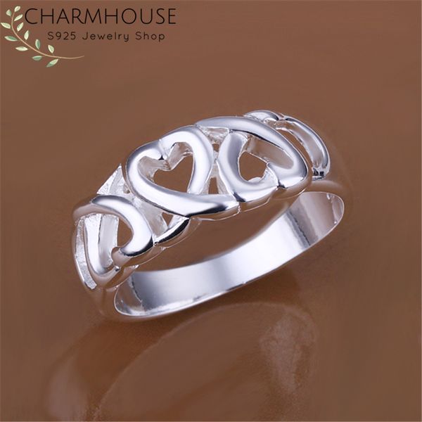 charmhouse 925 серебряные кольца sterling для женщин мульти сердца палец кольцо bague femme свадебные аксессуары ювелирные изделия bijoux, Golden;silver 
charmhouse 925 серебряные кольца sterling для женщин мульти сердца палец кольцо bague femme свадебные аксессуары ювелирные изделия bijoux, Golden;silver
