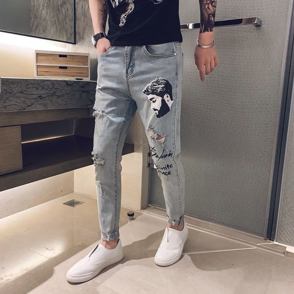 wholesale 2020 fashion men's ripped jeans brand new slim autumn korean men's feet riped hole teenagers ankle length pants, Blue
wholesale 2020 fashion men's ripped jeans brand new slim autumn korean men's feet riped hole teenagers ankle length pants, Blue
