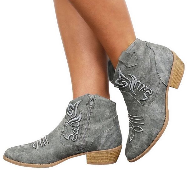 women shoes elegant embroidery ankle boots nice new lady pu leather pointed toe mid heel boots fashion solid color zipper, Black
women shoes elegant embroidery ankle boots nice new lady pu leather pointed toe mid heel boots fashion solid color zipper, Black