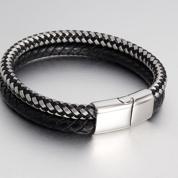 2020 european and american men's mix and match individual leather knitted leather stainless steel bracelet double handset, White
2020 european and american men's mix and match individual leather knitted leather stainless steel bracelet double handset, White