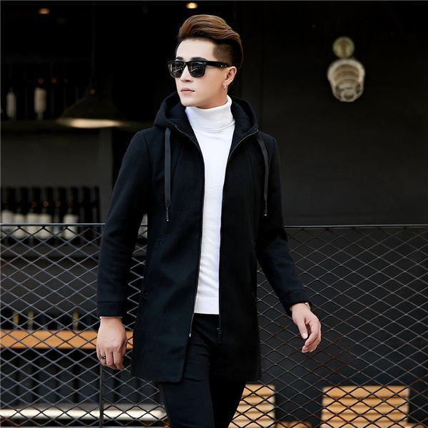 autumn in the men's cloth coat youth long hooded man cloth pure color coat dust, Black
autumn in the men's cloth coat youth long hooded man cloth pure color coat dust, Black