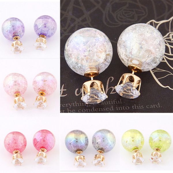 cute candy color double side round pearl earings resin crystal ball ear studs, Golden;silver
cute candy color double side round pearl earings resin crystal ball ear studs, Golden;silver