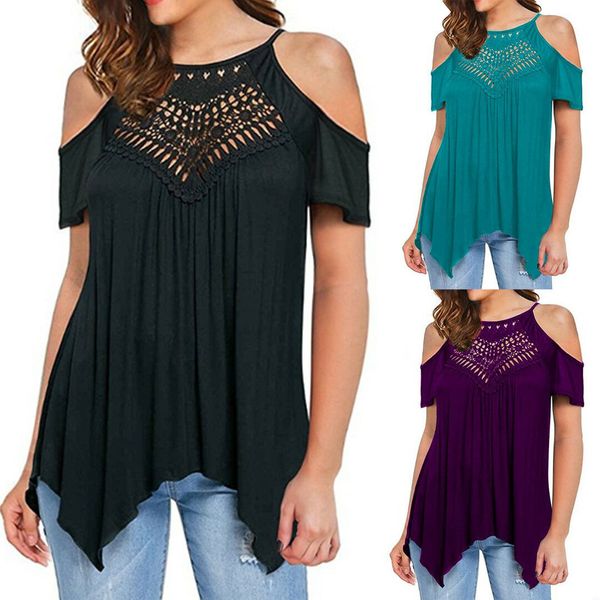 2019 new summer blusa feminina women blouses solid cold shoulder floral hollow short blouse crop pleated blusas, White
2019 new summer blusa feminina women blouses solid cold shoulder floral hollow short blouse crop pleated blusas, White