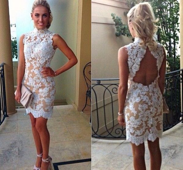 promotion vintage lace cocktail dresses high collar white lace champagne lining short prom party backless appliques gowns, Black
promotion vintage lace cocktail dresses high collar white lace champagne lining short prom party backless appliques gowns, Black