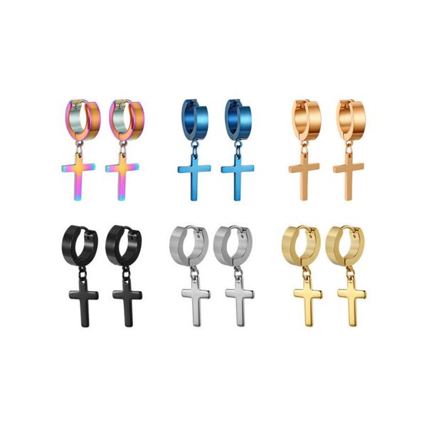 mens womens classic stainless steel cross studs drop dangle fashion hinged hoop earrings, Golden;silver
mens womens classic stainless steel cross studs drop dangle fashion hinged hoop earrings, Golden;silver