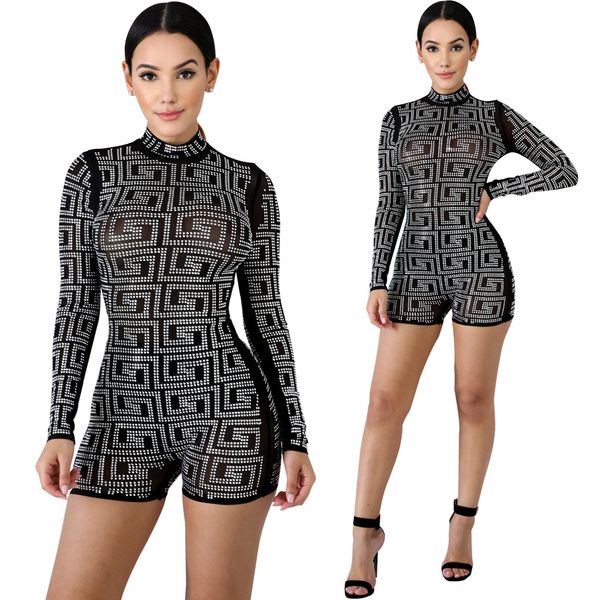 women bodycon playsuit long sleeve see through stand neck night club short jumpsuits rompers playsuits, Black;white
women bodycon playsuit long sleeve see through stand neck night club short jumpsuits rompers playsuits, Black;white