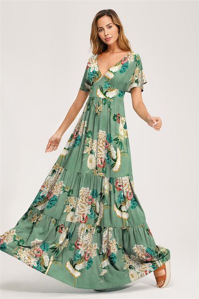 summer casual floor length females dresses v neck ladies dresses designer floral print dresses fashion womens long dress, Black;gray
summer casual floor length females dresses v neck ladies dresses designer floral print dresses fashion womens long dress, Black;gray