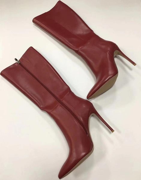 2020 spring women's genuine leather knee boots pointed toe 10cm high heeled burgundy boots eu35-42 by763, Black
2020 spring women's genuine leather knee boots pointed toe 10cm high heeled burgundy boots eu35-42 by763, Black