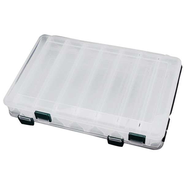 27*18*4.7cm double sided high strength transparent visible plastic fishing lure box 14 compartments with drain hole fishing tack
27*18*4.7cm double sided high strength transparent visible plastic fishing lure box 14 compartments with drain hole fishing tack