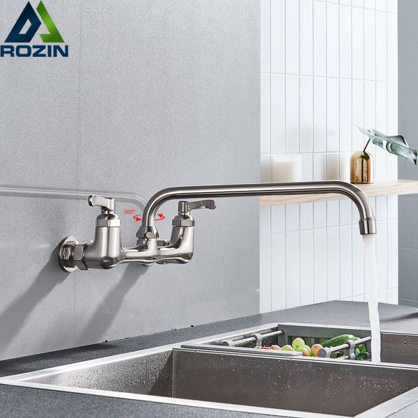 wall mounted long spout kitchen sink faucet dual handle brushed nickel bathroom kitchen mixers rotate long nose cold taps
wall mounted long spout kitchen sink faucet dual handle brushed nickel bathroom kitchen mixers rotate long nose cold taps