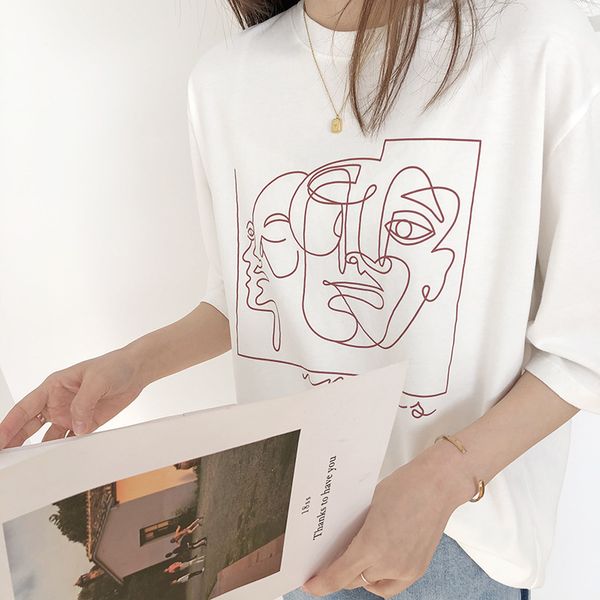 cartoon print woman cotton t-shirt o neck short sleeve fashion casual loose female basic shirt ladies tees 2020 summer, White
cartoon print woman cotton t-shirt o neck short sleeve fashion casual loose female basic shirt ladies tees 2020 summer, White